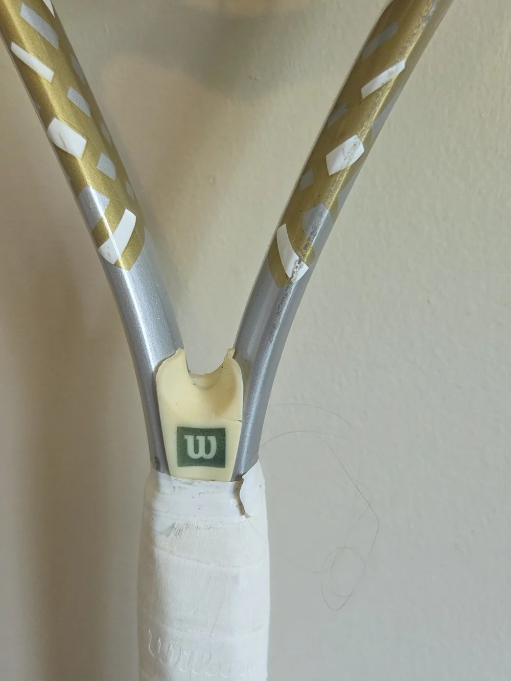 Wilson White Tennis Racket Wall Display with Red String Accent